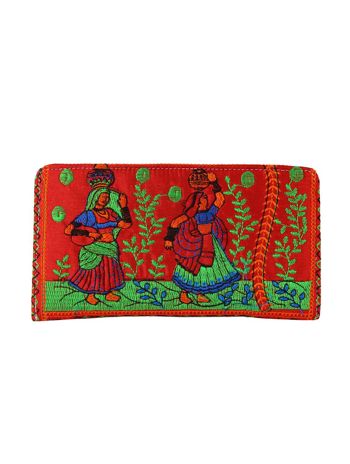 multi embroidered cotton polyester blend clutch cum sling