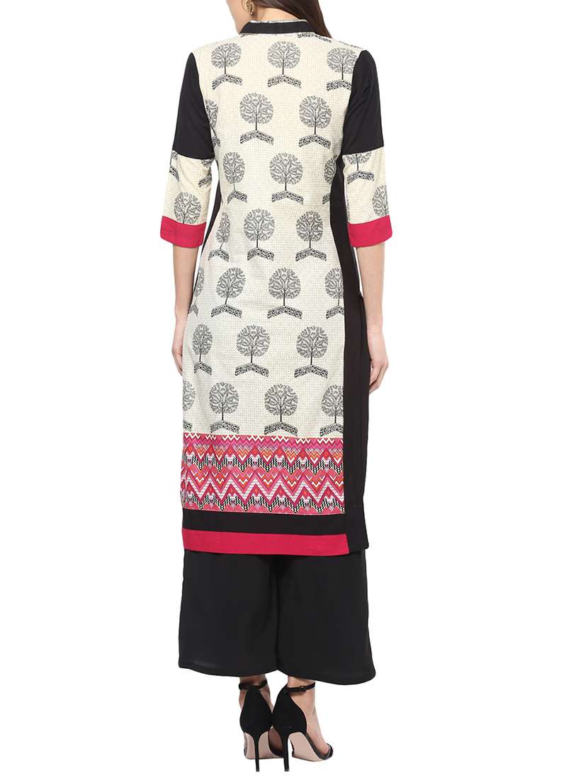 beige viscose straight kurta - 12377142 -  Standard Image - 2