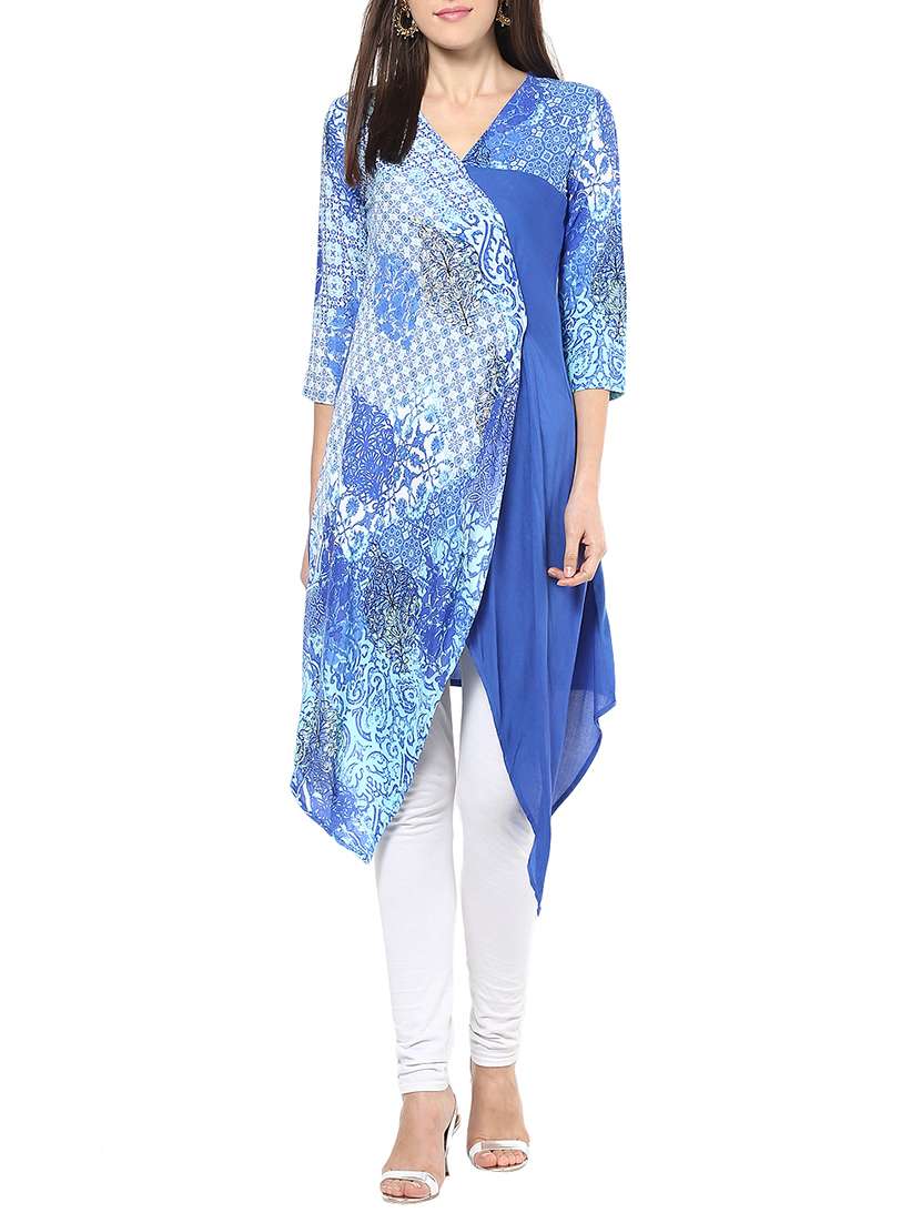 blue viscose asymmetric kurta