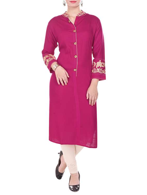 pink rayon straight kurta