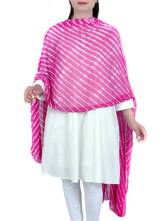 pink chiffon leheriya dupatta - 12381103 -  Zoom Image - 0