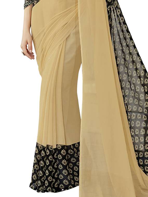 beige georgette printed saree - 12382397 -  Standard Image - 2