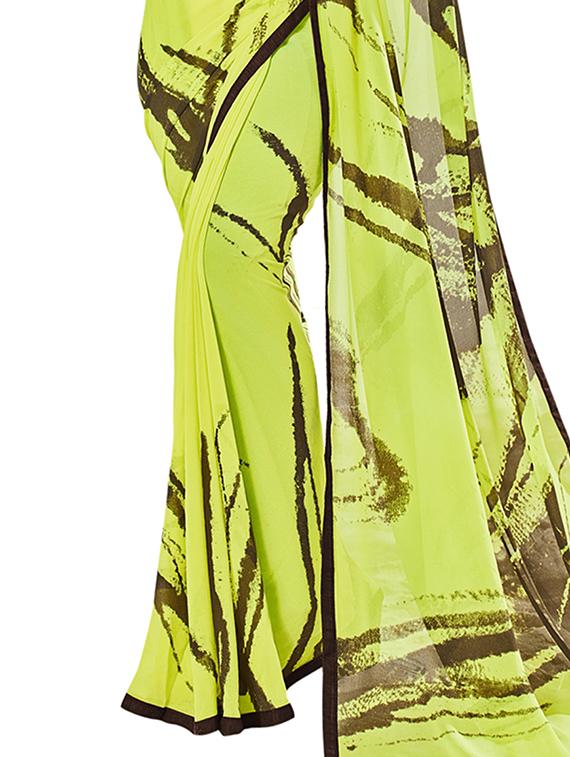 green georgette printed saree - 12382402 - Standard Image - 2
