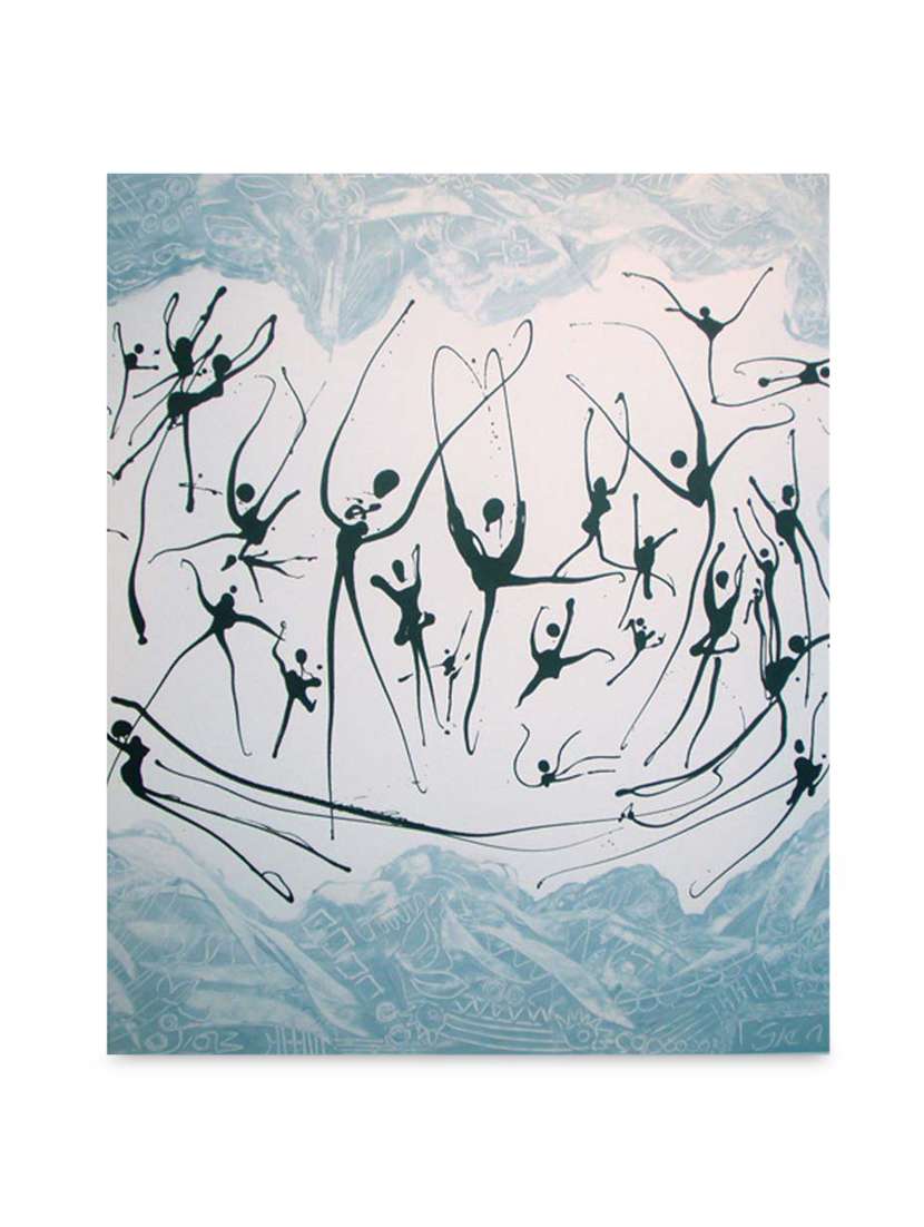 multicolor frameless canvas sea of life modern art