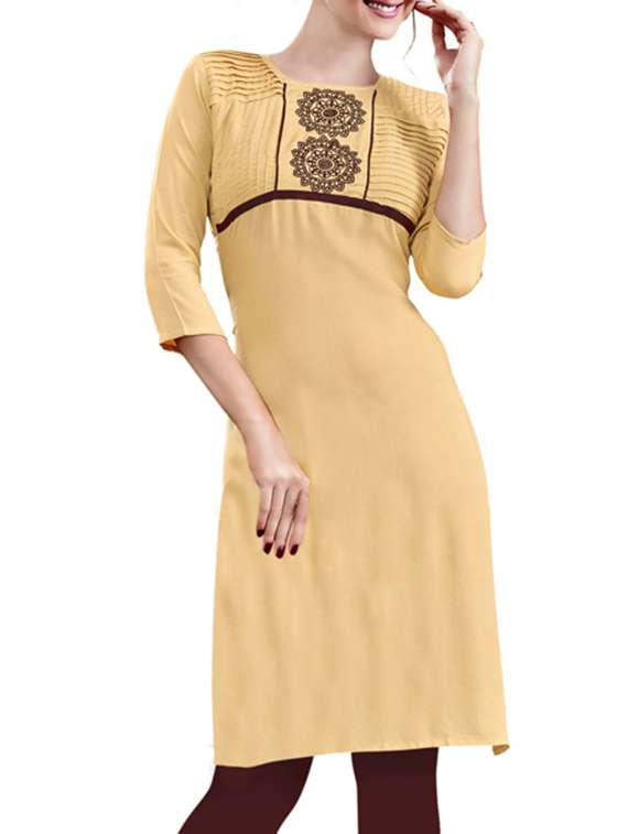 beige rayon straight kurta