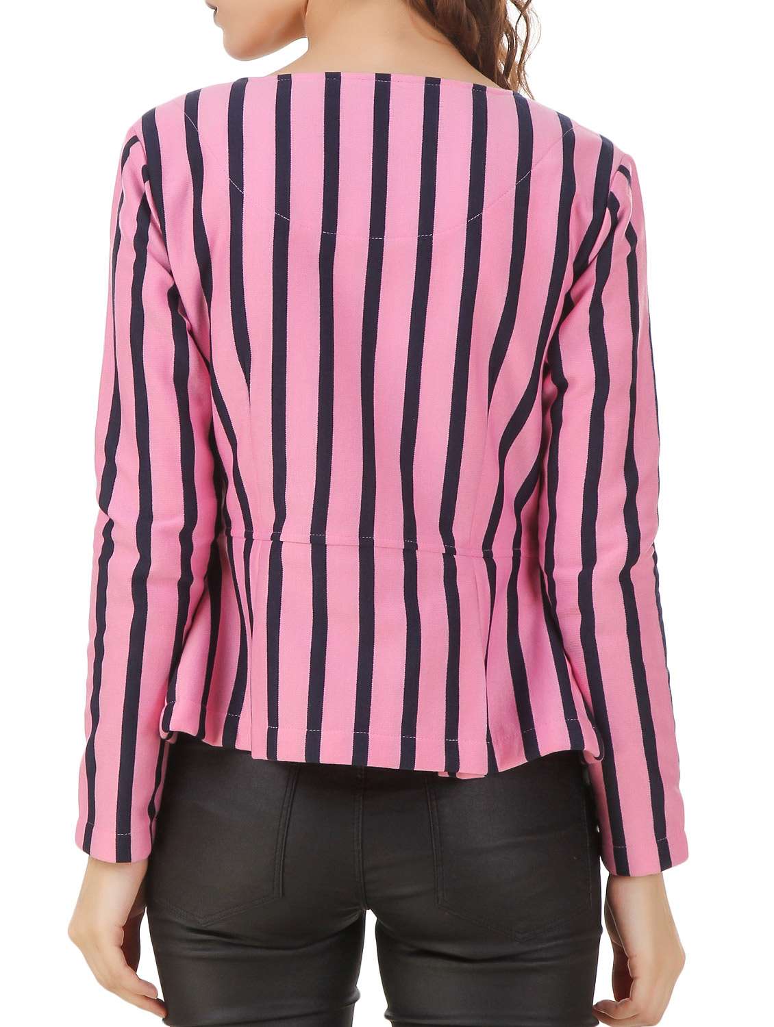 pink fleece striped peplum jacket - 12403241 -  Standard Image - 2