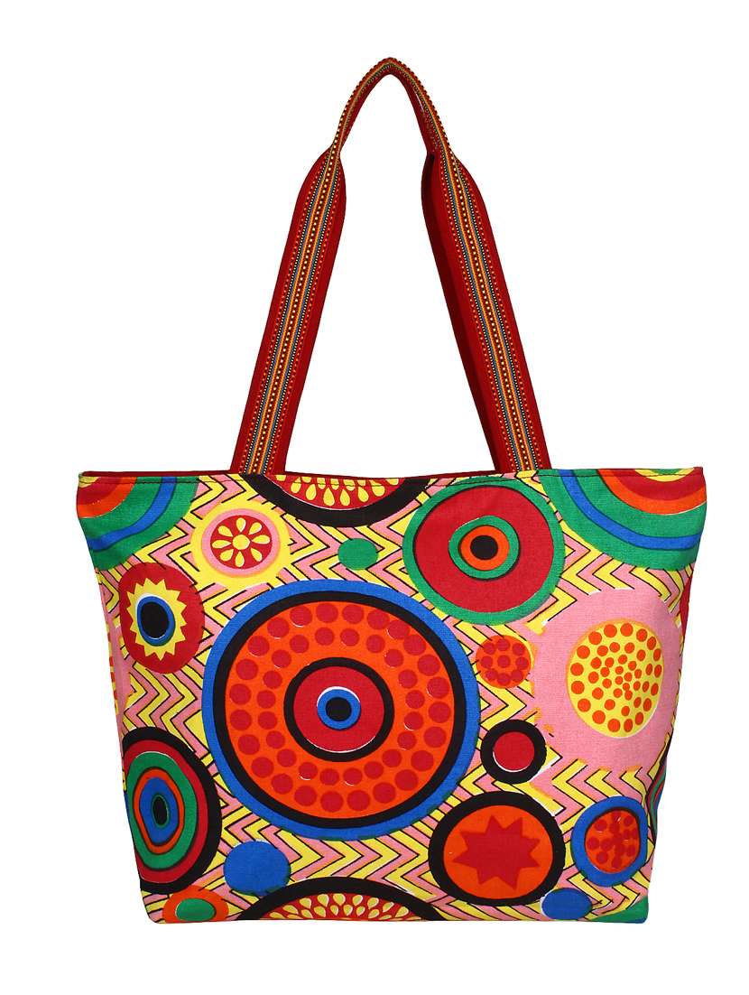 multi printed canvas tote