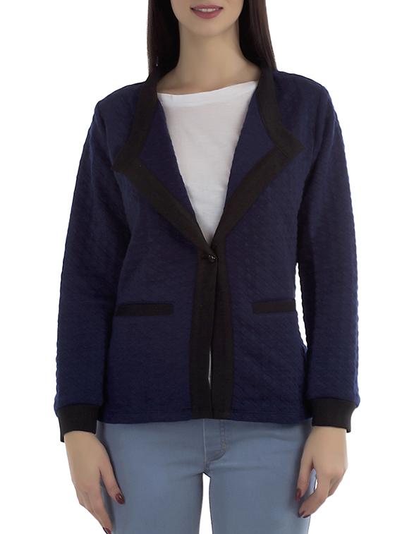 navy blue quilted blazer