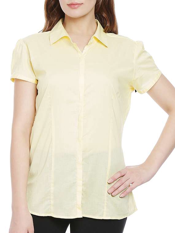 yellow cotton formal shirt