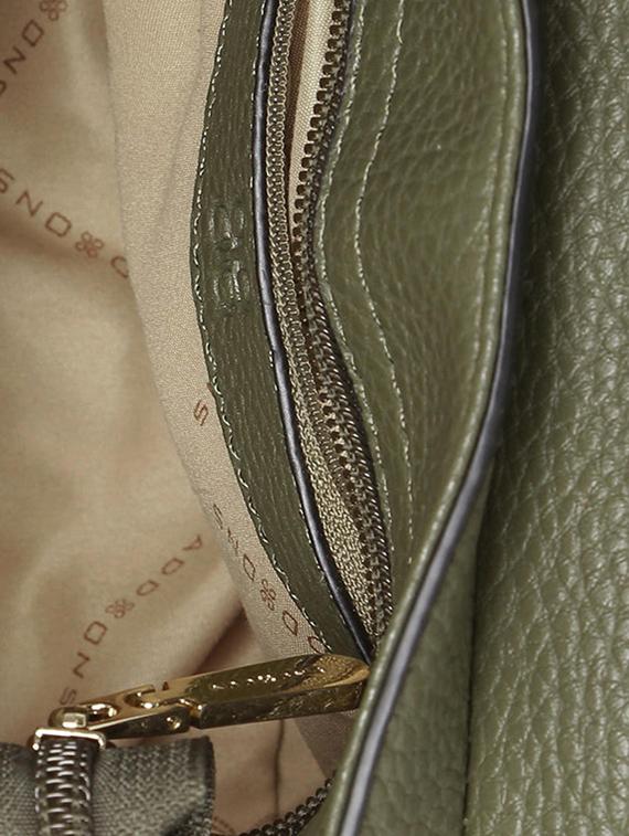 olive green leatherette textured handbag with sling - 12416264 - Standard Image - 2