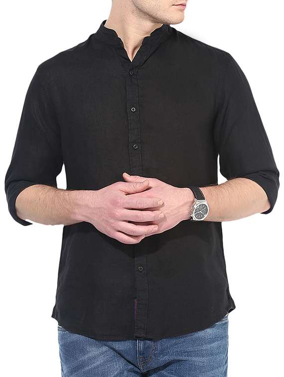black linen casual shirt