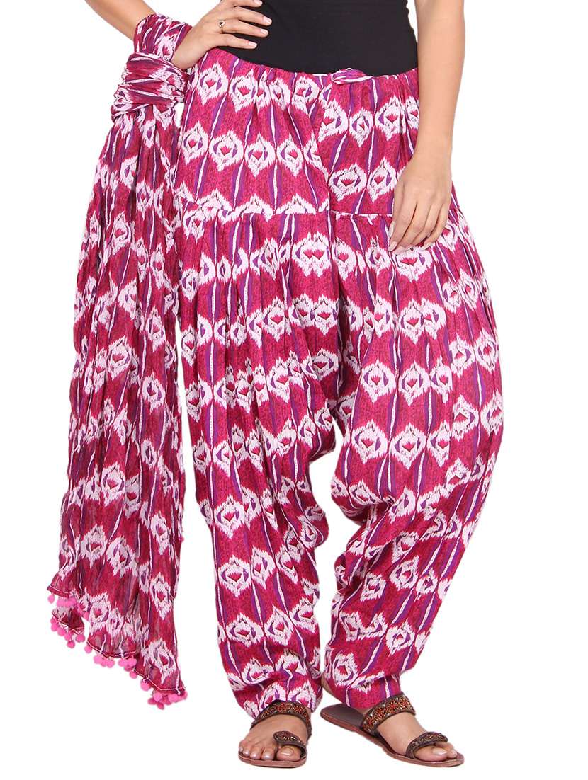 pink cotton patiyala salwar with dupatta
