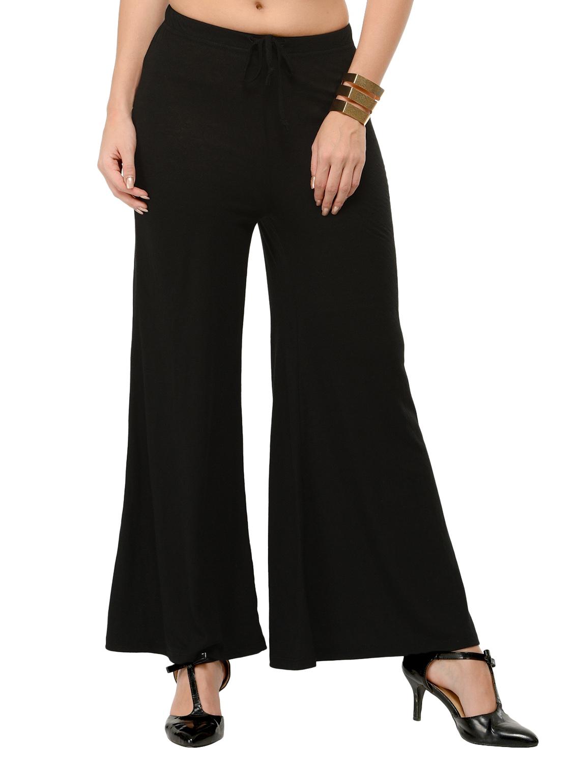 black viscose palazzos - 12426154 -  Zoom Image - 0