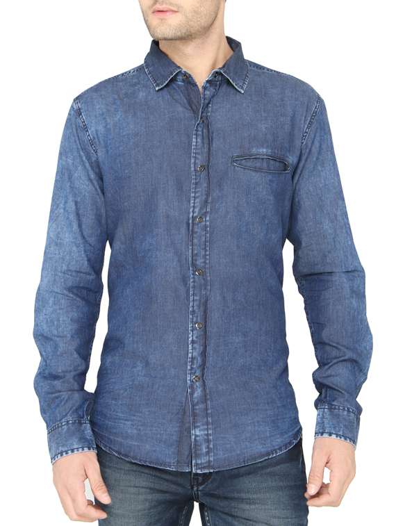 dark blue cotton casual shirt