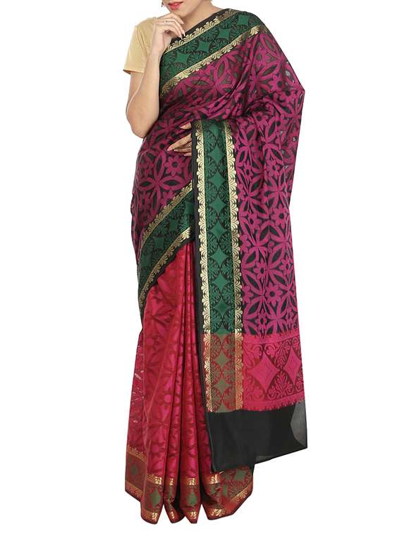 geometrical half and half saree with blouse