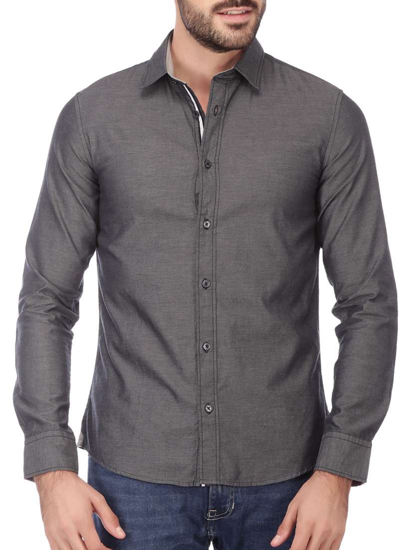 grey cotton casual shirt