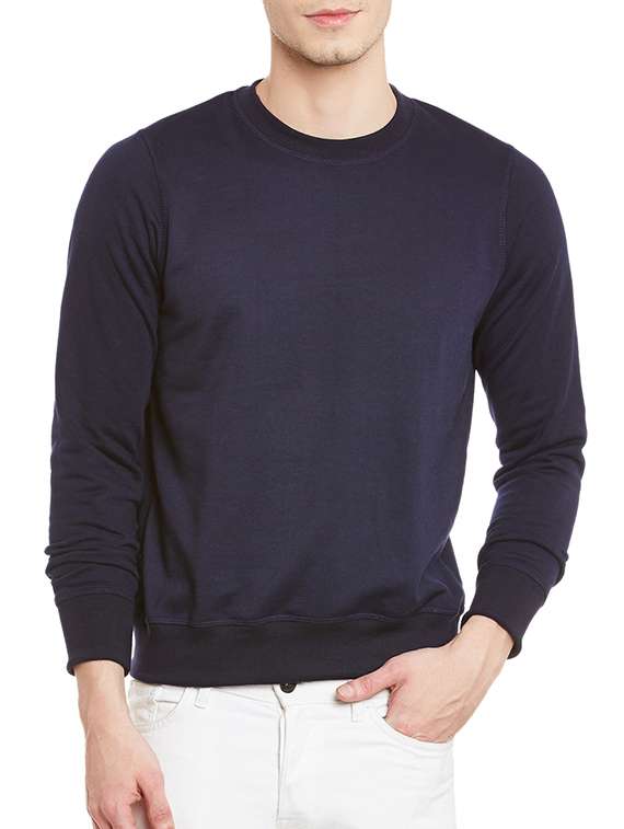solid navy blue fleece sweatshirt