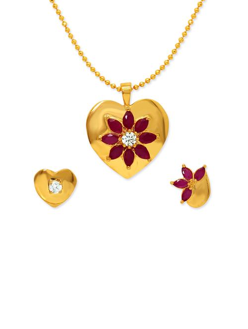 gold brass pendant and earrings set - 12441103 - Standard Image - 0