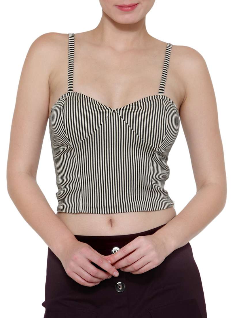 monochrome striped crop top