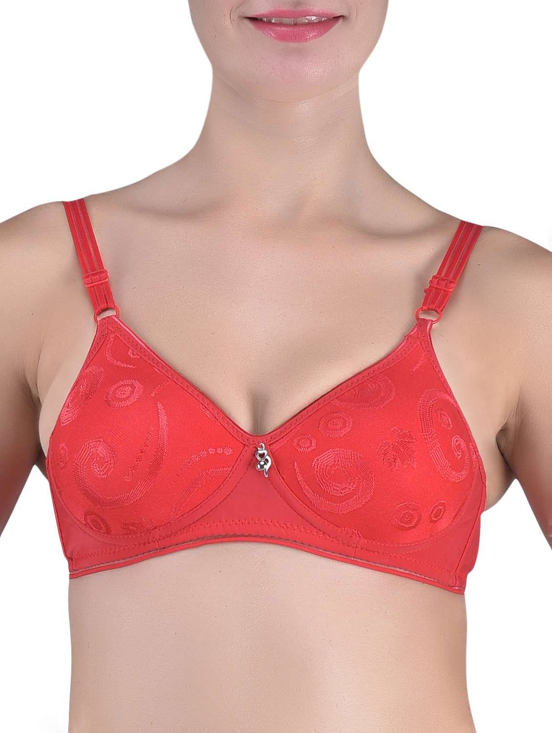 red non padded synthetic blended bra