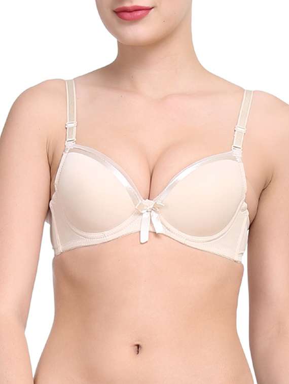 beige cotton push up bra