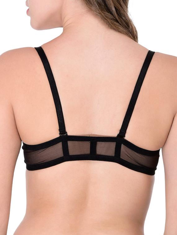 black cotton front open bra - 12455842 - Standard Image - 2