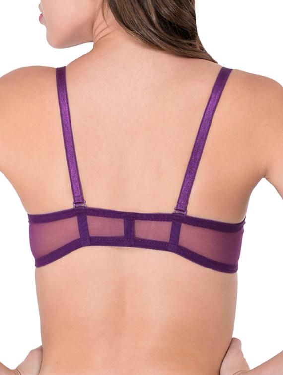 purple cotton front open bra - 12455846 - Standard Image - 2