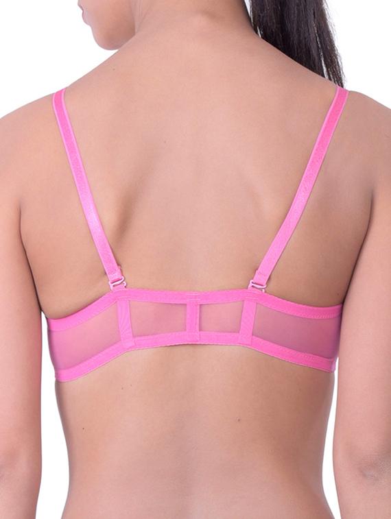 pink cotton front open bra - 12455850 - Standard Image - 2