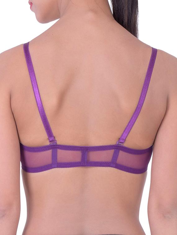 purple cotton front open bra - 12455851 - Standard Image - 2
