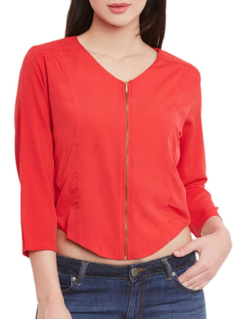 red polyester jacket