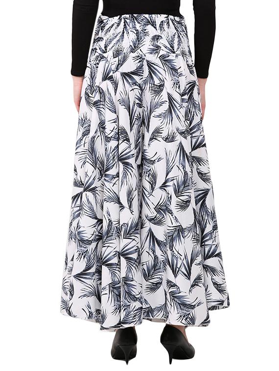 white printed polyester palazzo - 12462075 - Standard Image - 2