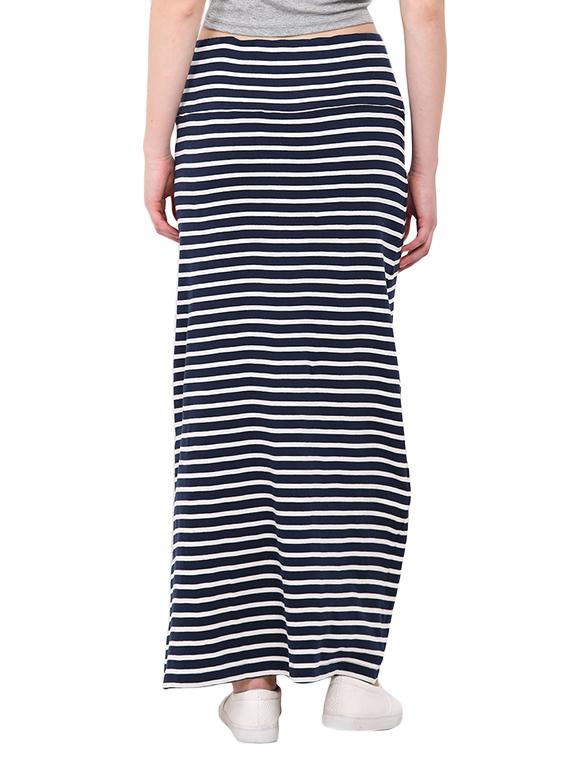 navy blue striped cotton maxi skirt - 12462080 - Standard Image - 2