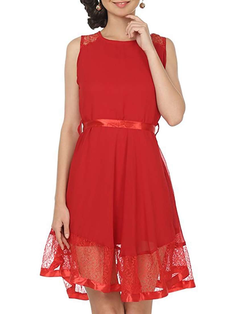 laced panel fit & flare dress