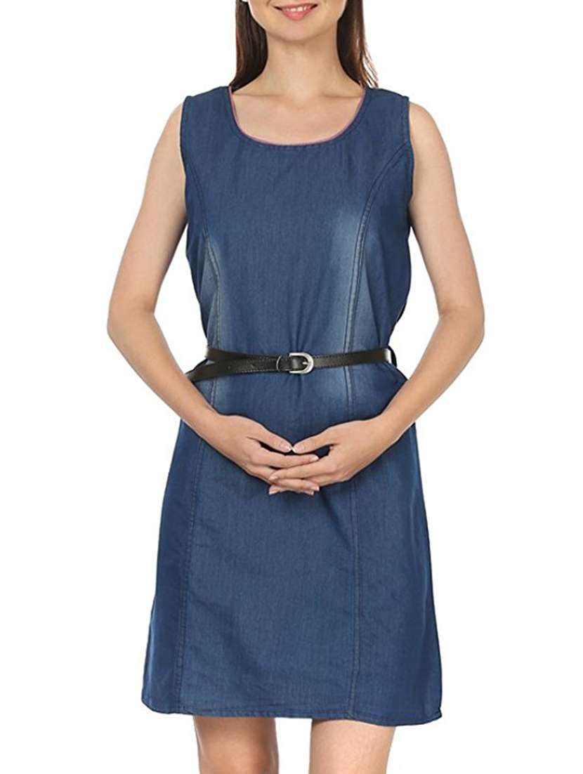 dark blue denim dress