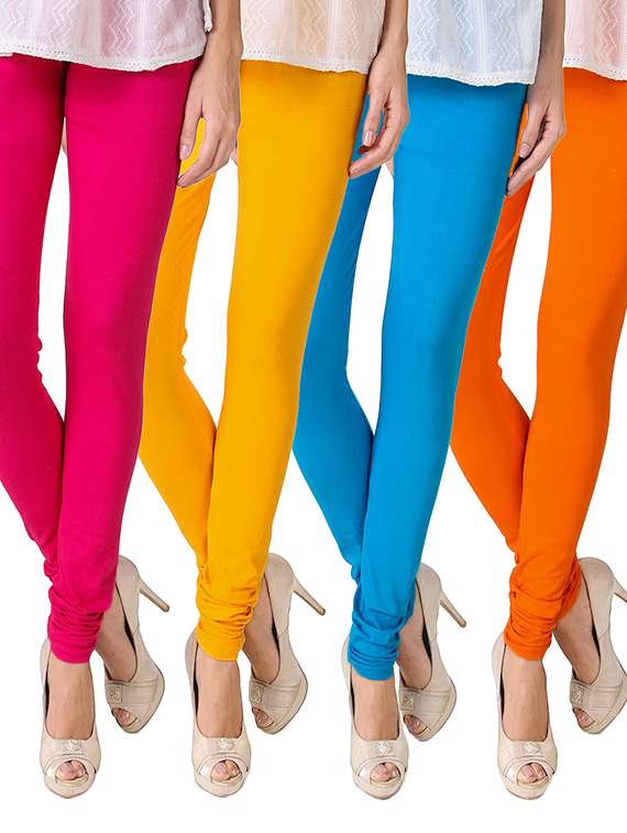 set of 4 multicolored cotton leggings