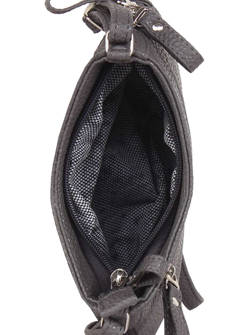 grey leatherette textured sling bag - 12471982 - Standard Image - 2