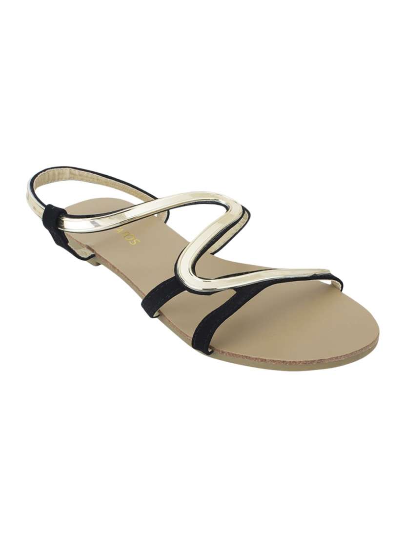 black faux leather back strap sandals