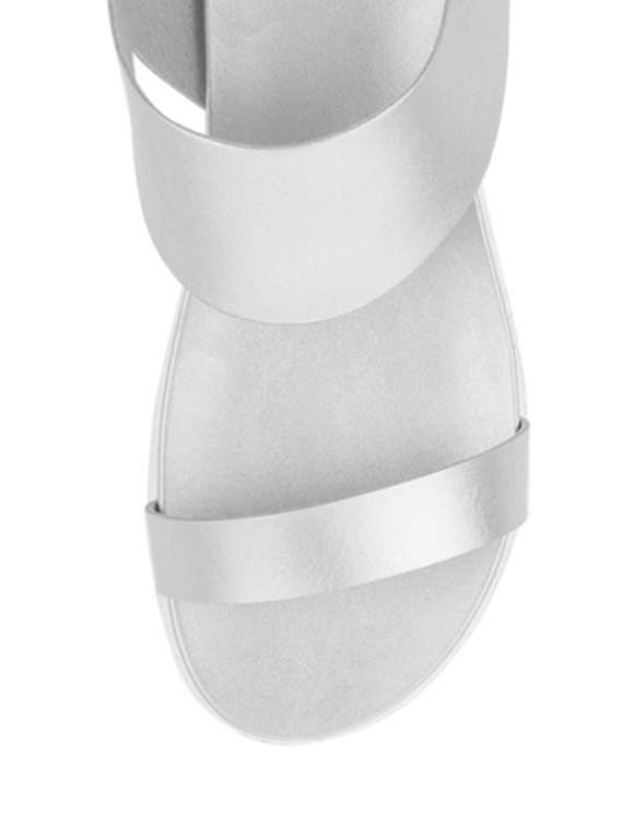 silver leatherette back strap sandals - 12475426 -  Standard Image - 2