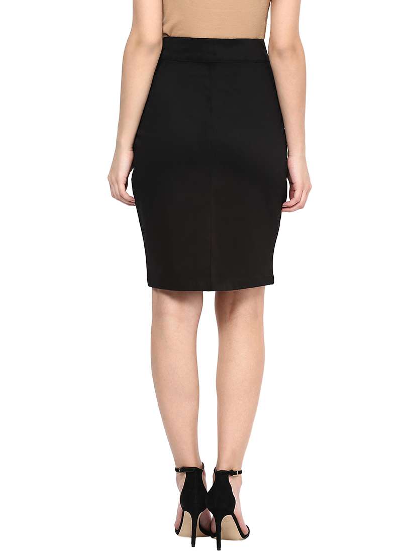 Buy online Black Cotton Pencil Skirt from Skirts & Shorts for Women by