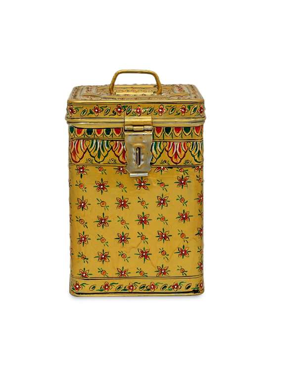 gold floral handpainted container