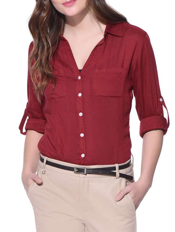 maroon rayon regular shirt