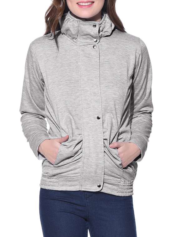 solid grey fleece jacket