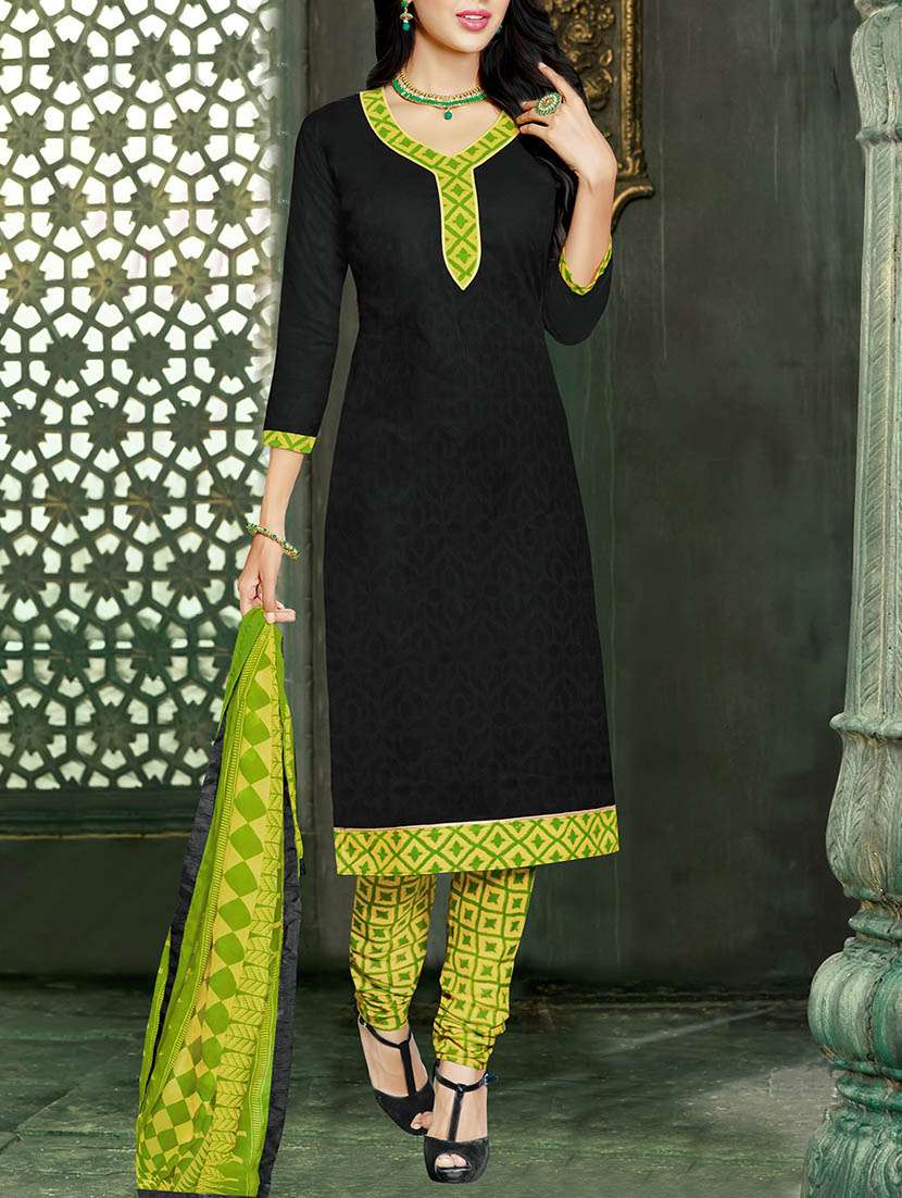 black cotton unstitched suit