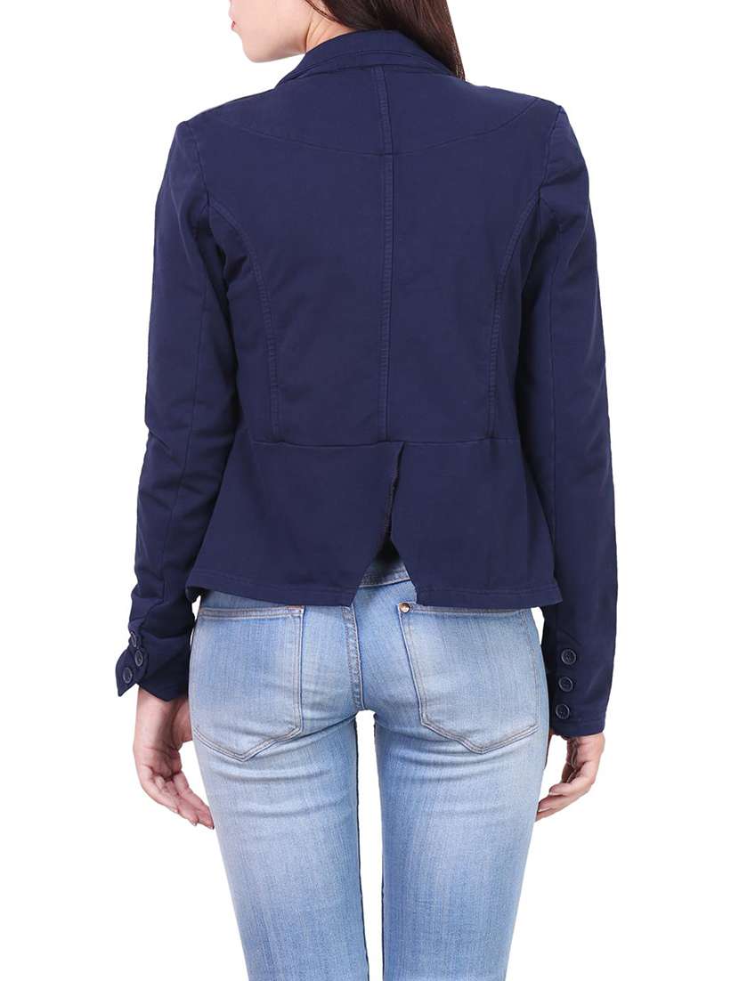 dark blue cotton formal blazer - 12513864 - Standard Image - 2