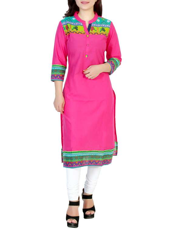 pink cotton straight kurta