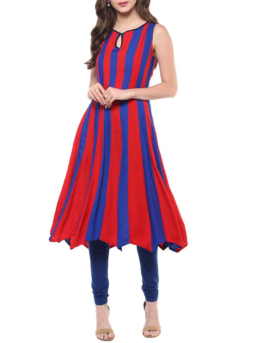 anarkali color block kurta