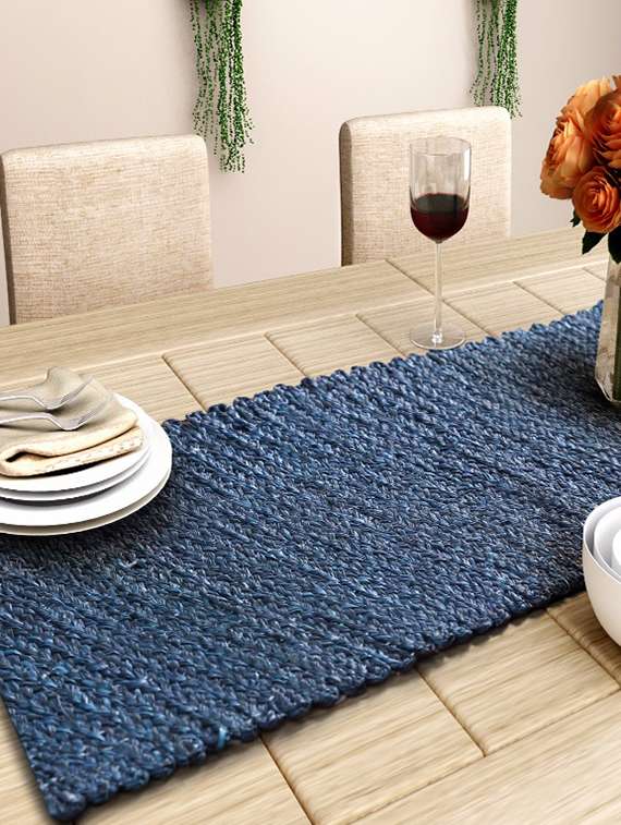 unravel india brown table mat & tissue set(set of 6)