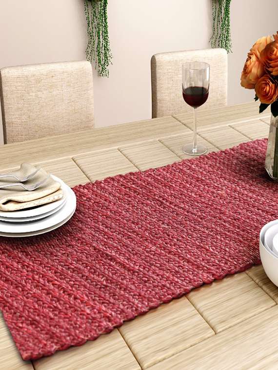unravel india brown table mat & tissue set(set of 6)