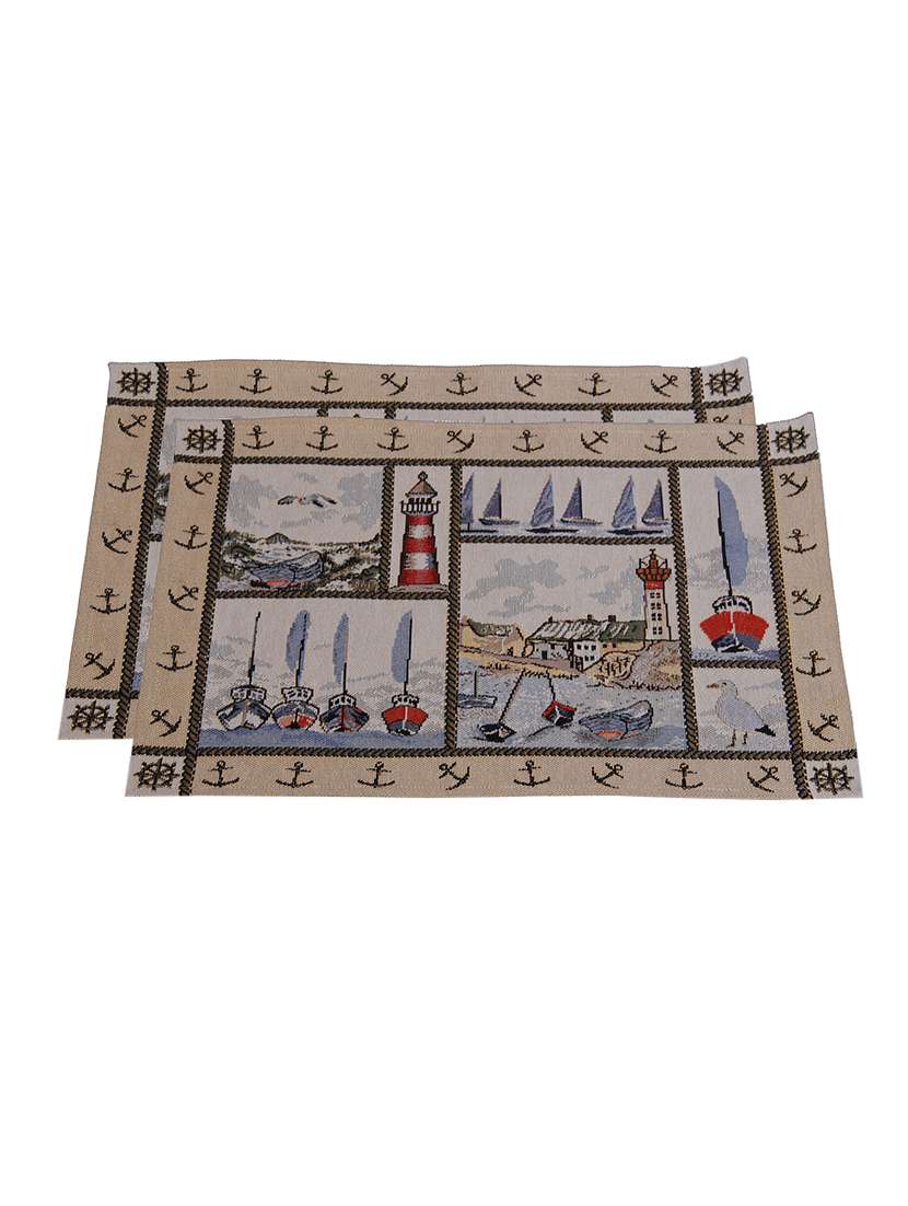 avira home anchor border table mat - set of 2-machine washable