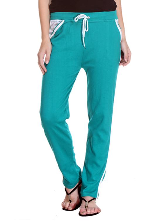 green hosery track pant